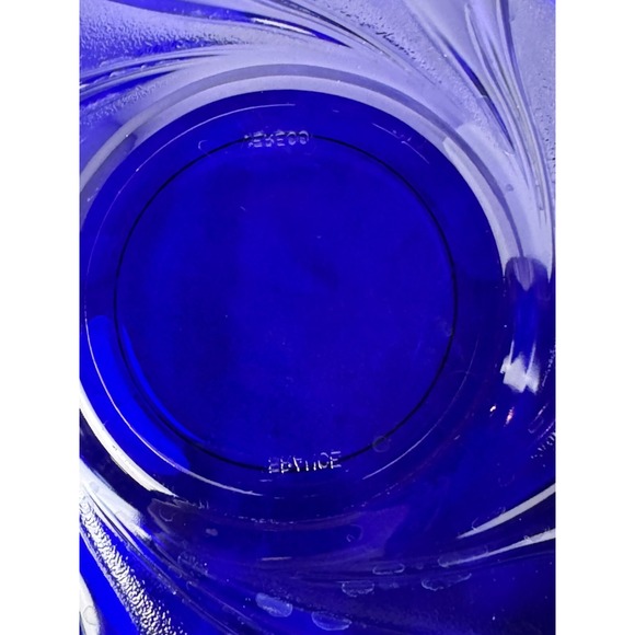 Teacup and Saucer Duralex Vereco Cobalt Blue Swirl Glass - Picture 5 of 9